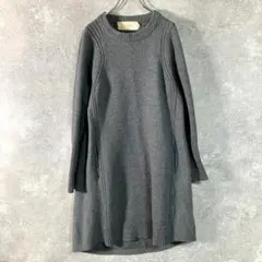 PLAIN PEOPLE　ニットワンピース　ウール100%　クルーネック　グレーのサムネイル