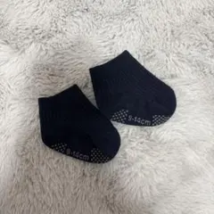ネイビー リブ編み ベビー靴下 9-14cm