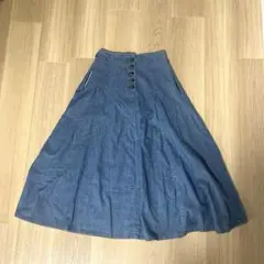 デニム　ロングフレアスカート　薄手　Aライン　Coquetteのサムネイル