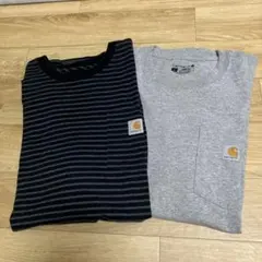 Carhartt Tシャツ 2枚セット ボーダーXLグレーL オーバーサイズのサムネイル