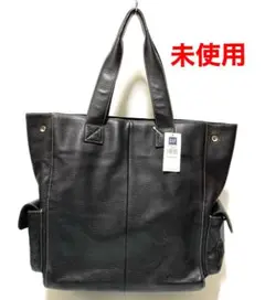 未使用 GAP黒レザー トートバッグ サイドポケット付き定価12,000