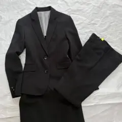 リクルートスーツ 3点セット 7号 S 黒ストライプ 就活 洗える