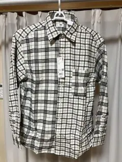 ユニクロ フランネルシャツ ブロック チェックシャツ M オフホワイト