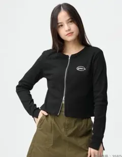 GU リブ ダブル ジップ カーディガン ブラック リブ ニット セット