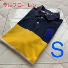 ラルフローレン ポロシャツ　ボーイズLサイズ　ネイビー×ホワイト×イエロー