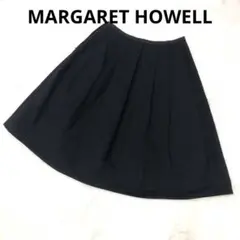 MARGARET HOWELL ウール混フレアースカート ブラック sizeⅠ