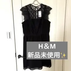 【新品未使用✨️タグ付】H&M ノースリーブ レース ブラックワンピース L