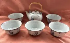 〈昭和レトロ〉鳥の絵柄の湯のみ5客セット