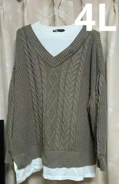 4L ニット 重ね着風
