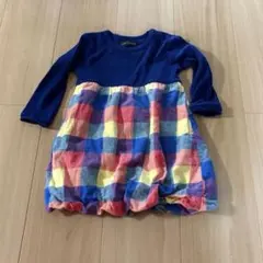 poppet house カラフルチェック バルーンワンピース 95cm