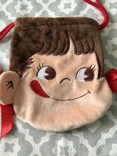 不二家　ペコちゃん ぬいぐるみ 巾着 ポーチ
