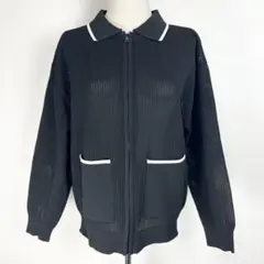 美品 SM2 サマンサモスモスブルー 襟付き メッシュ カーディガン 黒 F