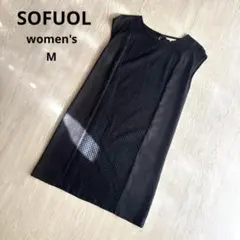 【ソフール】ワンピース 上品 ジャガード 清楚✨ フォーマル オフィス 黒 美品のサムネイル