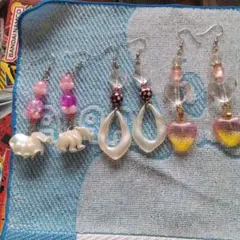 ハンドメイドピアス3点セット