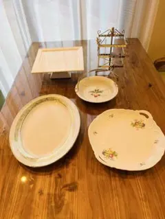 洋食器 プレート4点セット 花柄 ケーキ皿 中古品
