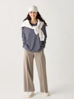 ブラッシュドジャージーワイドパンツ ベージュ ユニクロ Mサイズ