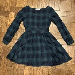 Agneau7 ダークグリーン・ブラックチェック ワンピース