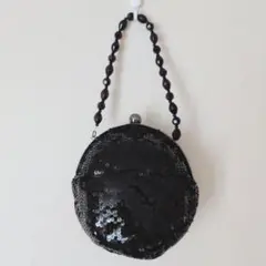 【MEL ROSE】 スパンコール パーティーバッグ ブラック