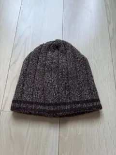 ブラウン ニット帽 リブ編み ビーニー