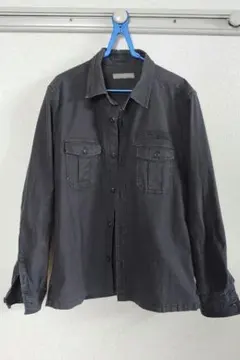 ナノ・ユニバース　ストレッチバックサテンミリタリーシャツ