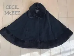 セシルマクビー CECILMcBEE ファー付き ポンチョ コート　M