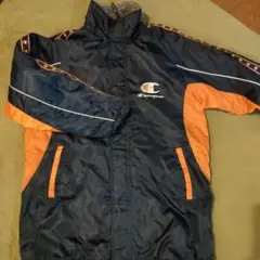 Champion フード付きダウンコート ネイビー/オレンジ