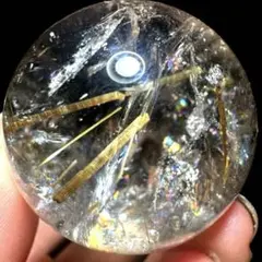 40mm ゴールドルチルクォーツ 丸玉 スフィア 金針水晶 パワーストーン