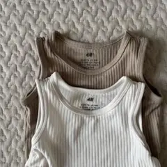【美品】H&M リブ編みロンパース 2色セット　70cm