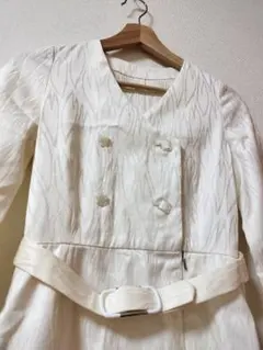 かわいいレトロ 白 カジュアル きれいめ ロング ワンピース日本製