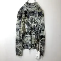 GRAND SUCCE'S 新品 ハイネック カットソー 総柄 毛100%