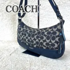 COACH アクセサリーポーチ デニム ショルダーバッグ ネイビー 2way