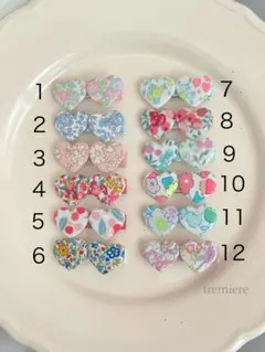 リバティプリント　ハートヘアピン　ベビーピン　キッズヘアピン　リバティヘアピン