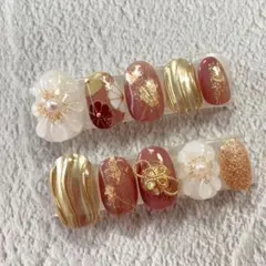 ぷっくりフラワー　ピンク　和柄　うねうね　水引き　花　成人式　卒業式　袴　振袖