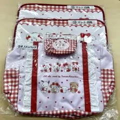 サンリオ　mikkoくじ　ボストンバッグ、ポーチ赤、マット四角　まとめ売り