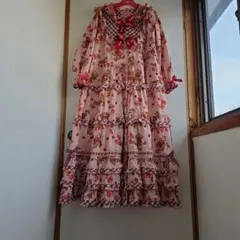 ピンクハウス 青木美沙子ちゃんコラボ ロングワンピース クマさんリボン柄のサムネイル