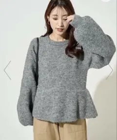 FREAK’S STORE トップス ペプラム ニット グレー