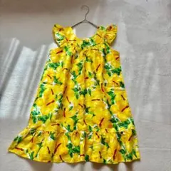 【芒果】無袖連身裙（9-10歲）植物花紋 扶桑花