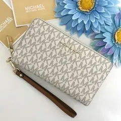 【新品】MICHAEL KORS ホワイト シグネチャー レザー 長財布