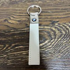 BMW ホワイトレザー キーホルダー