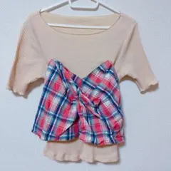 NICE CLAUP Tシャツ　チェック柄のサムネイル