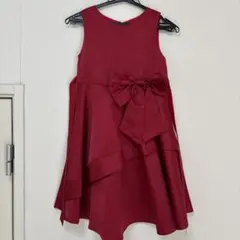 発表会　赤のノースリーブドレス　パニエ付き