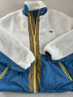 VANS フリースジャケット ホワイト/ブルー/ブラウン