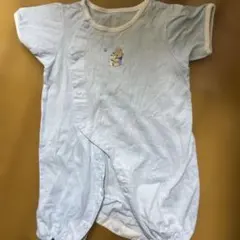 k*o様 ファミリア　水色 ストライプ柄 クマ刺繍ロンパース