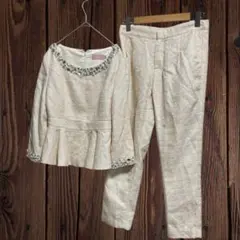 ソブレ SOBRE セットアップ L シャンパンゴールド ビジュー パンツスーツ