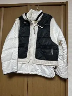フード付きベスト中綿ジャケット のみホワイト/ブラック匿名配送2点セットＭ