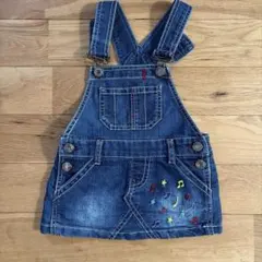 JUNK STORE デニム ジャンパースカート 音符刺繍付　90のサムネイル