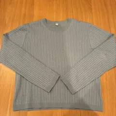 グレー ケーブル編み 長袖ニット