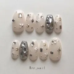 ネイルチップ ワンホン ビジュー 埋め尽くし