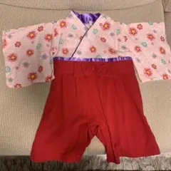 和装ベビー服 花柄 70〜80㎝&ソックス(9-11センチ)