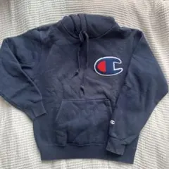 Champion ネイビー フード付きパーカー